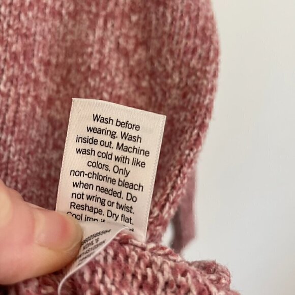 NINE WEST Cowlneck Sweater Mauve Pink White Marled Heather Cowl Neck Puff Sleeve - Picture 10 of 13